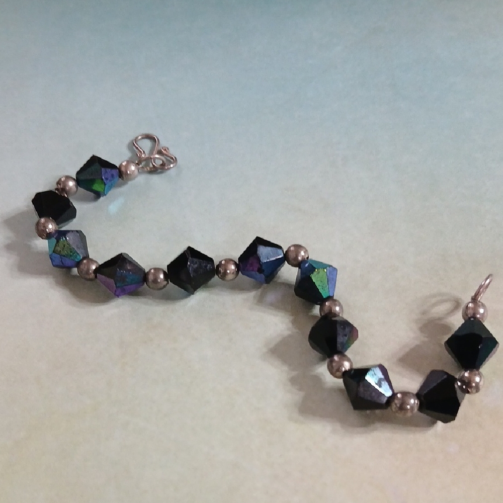 Iridescent Black Beaded Bracelet